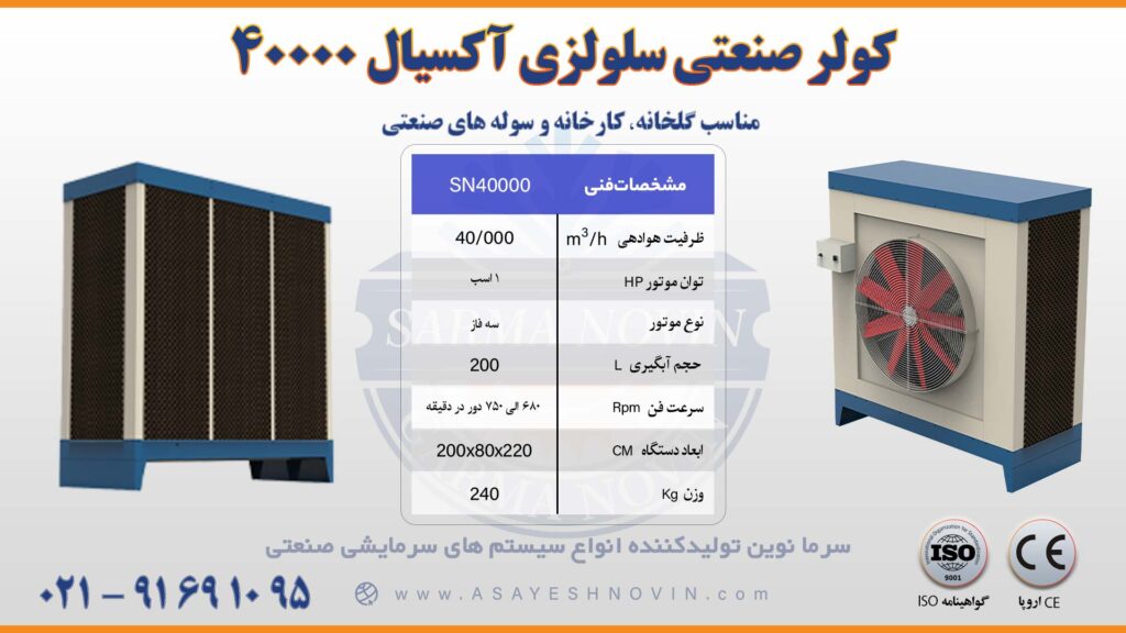 کولر صنعتی سلولوزی آکسیال 40000 1 كولر صنعتی سلولزی آکسیال 40000
