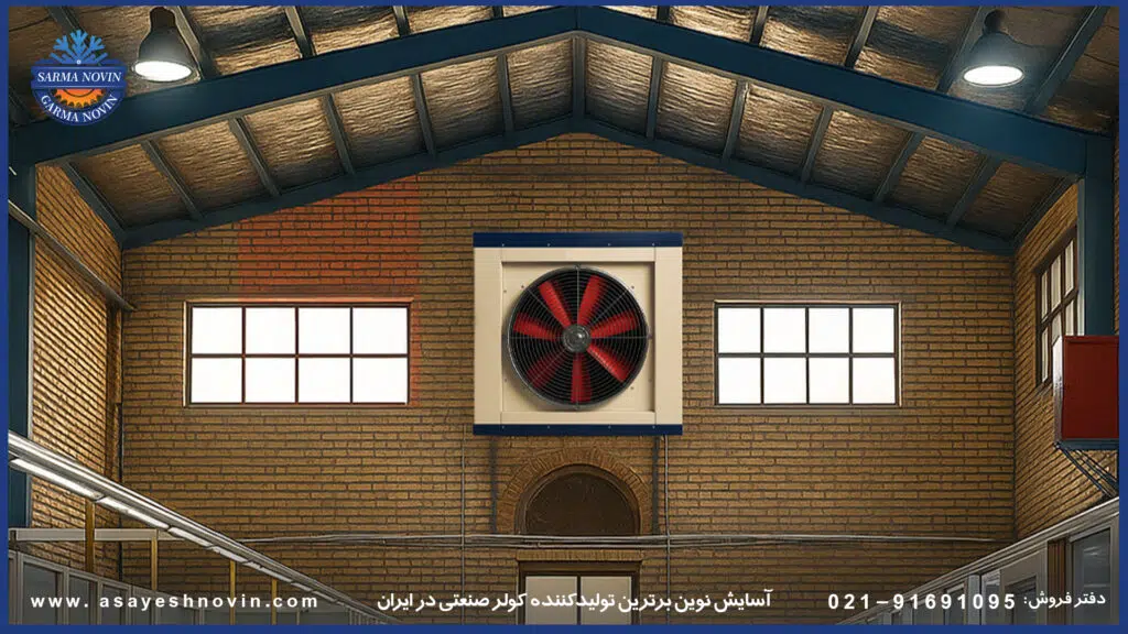 کولر صنعتی BLDC نصب‌شده در کارخانه برای تهویه و سرمایش بهینه